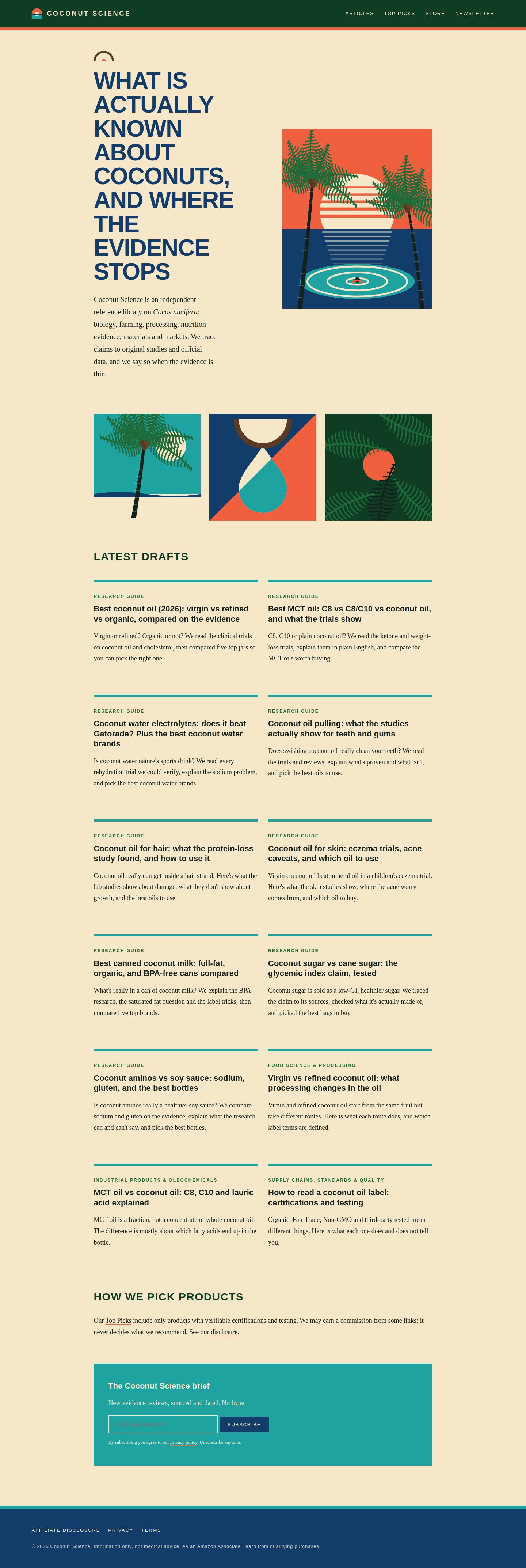 Coconut Science website, full page