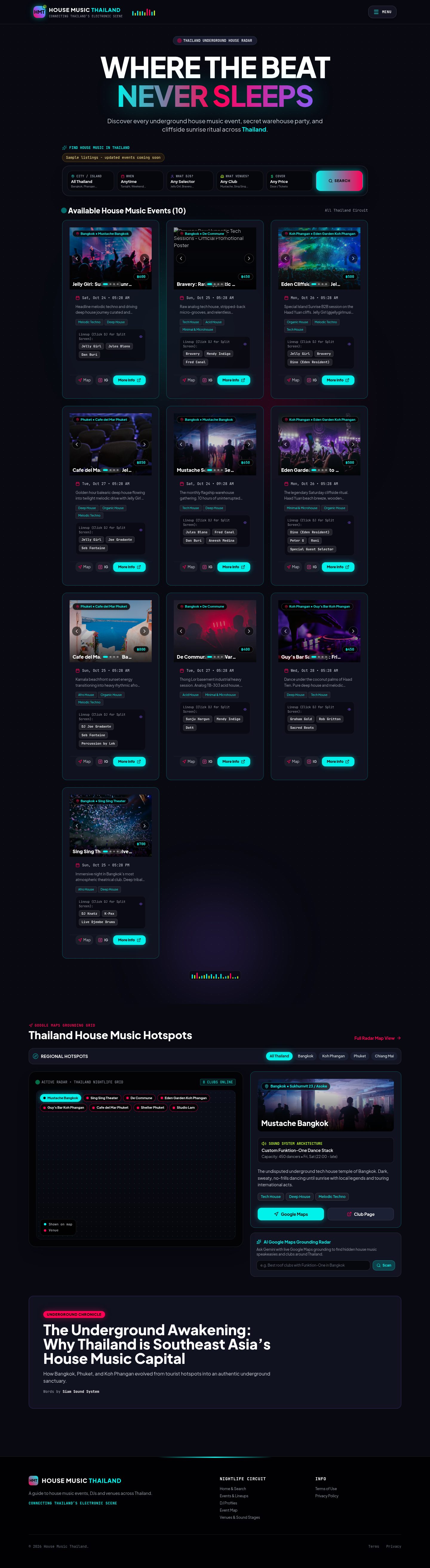 House Music Thailand website, full page